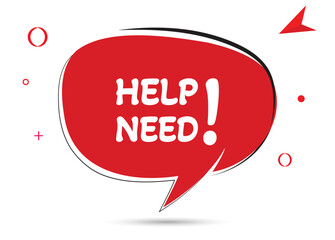 Help need speech bubble text. Hi There on bright color for Sticker, Banner and Poster. vector illustration.