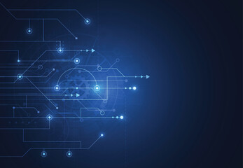 Abstract digital background with technology circuit board texture. Electronic motherboard illustration. Communication and engineering concept. Vector illustration