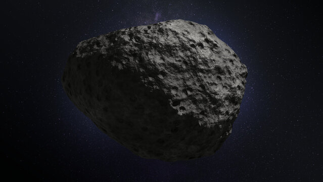 Asteroid 99942 Apophis in space, 3d rendering concept illustration. Near Earth asteroids, potentially hazardous.