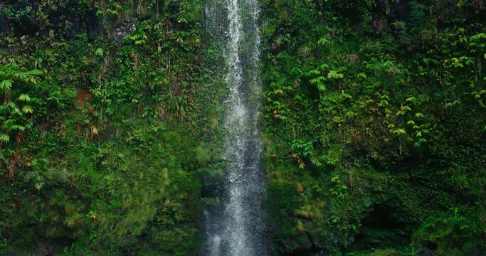 Tropical waterfall in Hawaii, super slow motion, Filmed on high speed cinema camera at 1000fps