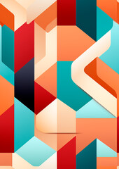 Modern grid flyer with geometric shapes, geometry graphics and abstract background vector set. Geometry grid pattern banner vivid presentation illustration