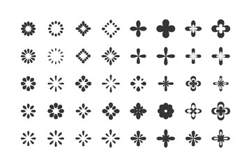 Geometric abstract brand identity flower icons. Set of asian style emblem. Chinese ornamental vector symbols. - obrazy, fototapety, plakaty