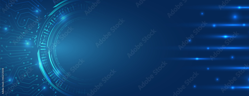 Poster Abstract global sci fi concept. Digital internet communication on blue background. Wide Cyber security internet and networking concept. Hi-tech vector illustration with various technology elements.