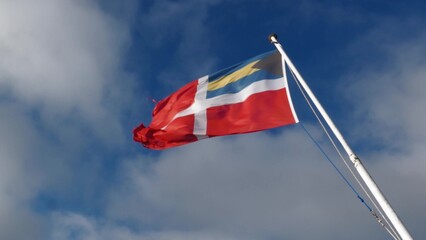 Bahamas Ship Flag Banner Flies on Heavy Wind