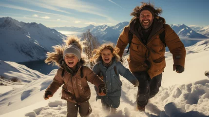 Poster Glückliche Familie im Winterurlaub © PhotoArtBC
