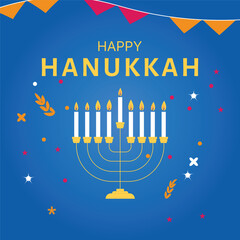Happy Hanukkah, Jewish Festival of Lights background for greeting card, invitation, banner