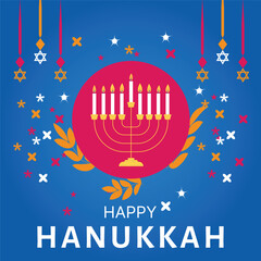 Happy Hanukkah, Jewish Festival of Lights background for greeting card, invitation, banner