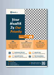 Naklejka premium Modern Medical Flyer Template Design, Healthcare Business A4 Size Template, print-ready medical template