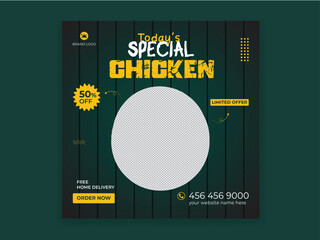 Healthy testy fast food chicken social media post banner design template