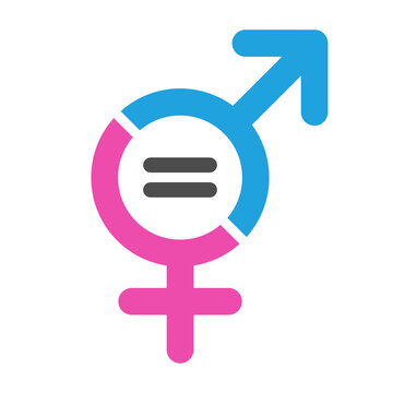 Gender equality symbol isolated on white background. Men and women equal concept icon. Female and male sex icon. Women and men should always have equal. Vector illustration