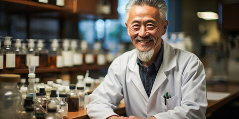 portrait of Chemical Technician, who Conduct chemical and physical laboratory tests to assist...