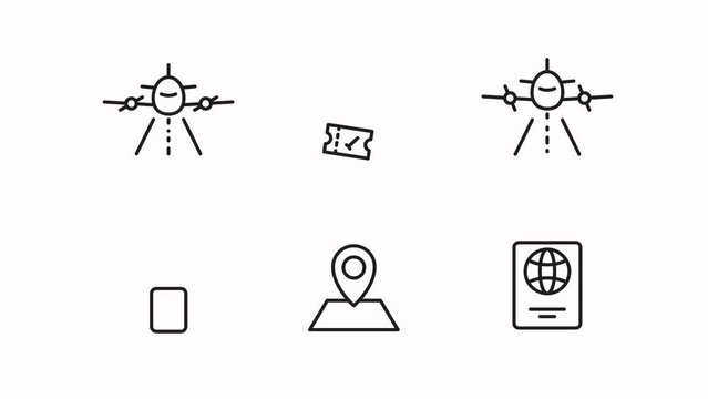 Travel and vacation icon set. Line icon animation for web, app, logo.