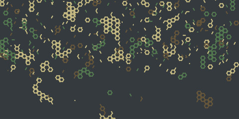 Camouflage pattern with polygonal pattern and honeycombs. Design of textile products for the army.