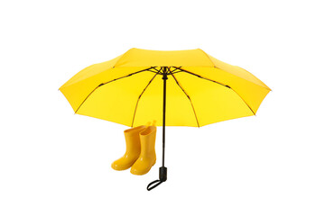 PNG, yellow umbrella isolated on white background. - Powered by Adobe
