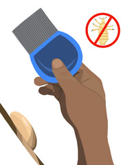 Vector isolated illustration of comb to remove nits. Combing nits. A remedy for pediculosis.
 - obrazy, fototapety, plakaty