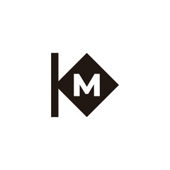 letter km negative space logo vector