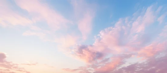 Fotobehang Dawn or sunset sky with pastel light cirrus clouds © AkuAku