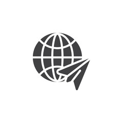 Globe and plane vector icon