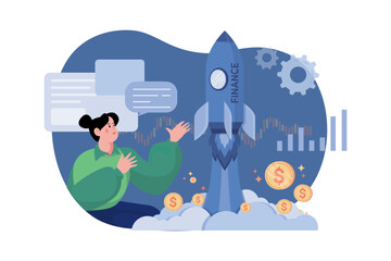 Obraz premium Finance Growth Illustration concept on white background