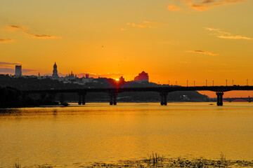 Cityscape in Kyiv at sunset. - 652731783
