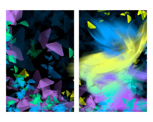 set of bright abstract digital backgrounds bright yellow, blue, green, purple