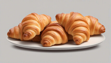 Delicious Plate of Croissants Isolated on a Transparent Background