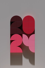 2024 new year card with 3d realistic year number on gray   background. 3D illustration. Volumetric figures 2024 at an angle, space for text for New Year's greetings, New Year's corporate banner