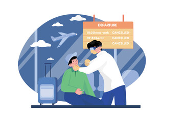 Testing for covid at airport illustration concept