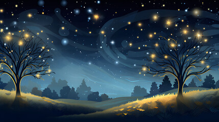 Fireflies Over a Field: A Nighttime Symphony of Illumination 