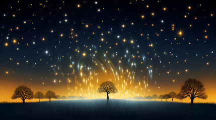 Obraz na płótnie Canvas Night's Little Lanterns: Fireflies Illuminating a Field