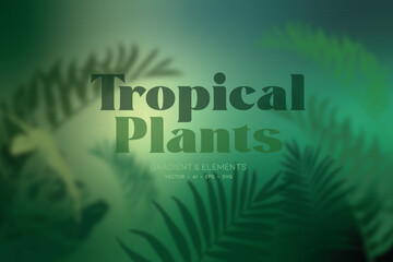 Tropical plants, decorative vector background. Background graphics with elements. - obrazy, fototapety, plakaty