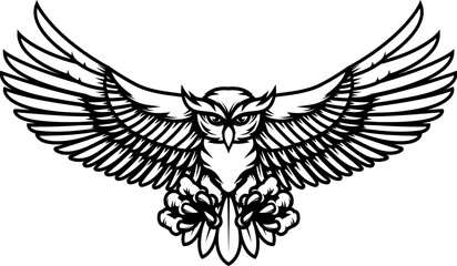 Owl illustration in tribal style. For poster, print, card, banner.