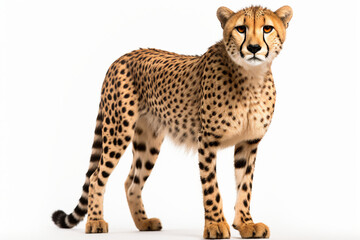 Cheetah standing on a white background 