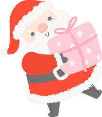 Cute Santa Claus with gift box