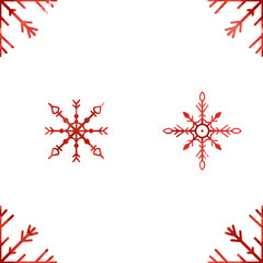 Simple pattern with red snowflakes for holidays. Design for New Year and Christmas holidays. Digital watercolor illustration