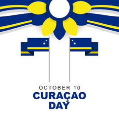 Fototapeta premium Curacao day is celebrated every year on 10 october, design with curacao flag. Vector illustration