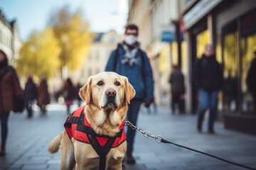 Heartwarming moment between a guide dog and a blind person