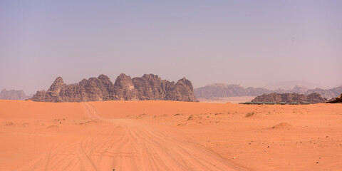 Fototapeta na wymiar Desert of Wadi Rum in Jordan, Middle East