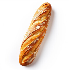 Delicious sliced baguette isolated on white, ai technology - obrazy, fototapety, plakaty