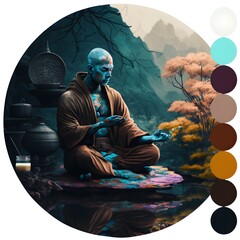 color palette of a creative director meditating  - obrazy, fototapety, plakaty