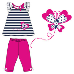 baby girls frocks with leggings butterfly dots print 