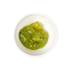 Green Jam Isolated, Sweet Kiwi Confiture in Bowl, Gooseberry Marmalade, Green Tomato Jam
