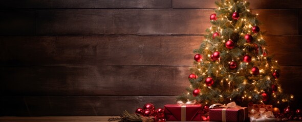 christmas tree with gifts and decorations,