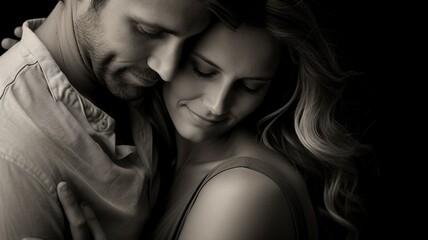 Fototapeta premium Couple in love in sepia tone