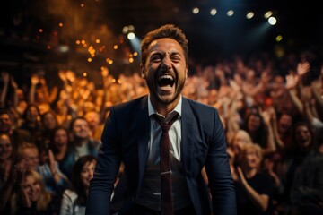 Fototapeta premium speaker motivator in front of an audience