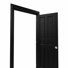 open isolated black door closed 3d illustration rendering