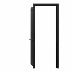 open isolated black door closed 3d illustration rendering