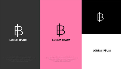 The simple modern logo of letter B with different background