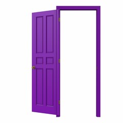open isolated door closed 3d illustration rendering