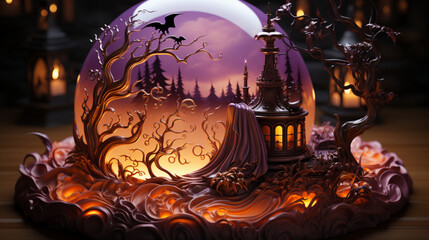 Enchanting Halloween Pumpkin Overlay in Light Purple